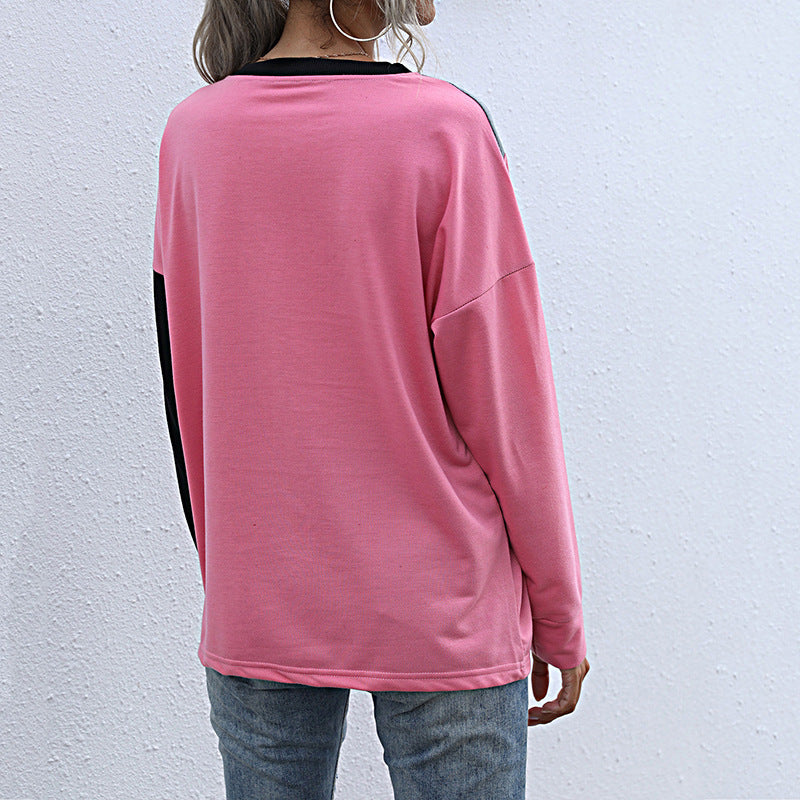 Damen modisches Sweatshirt mit kontrastierenden Farbblöcken Drune