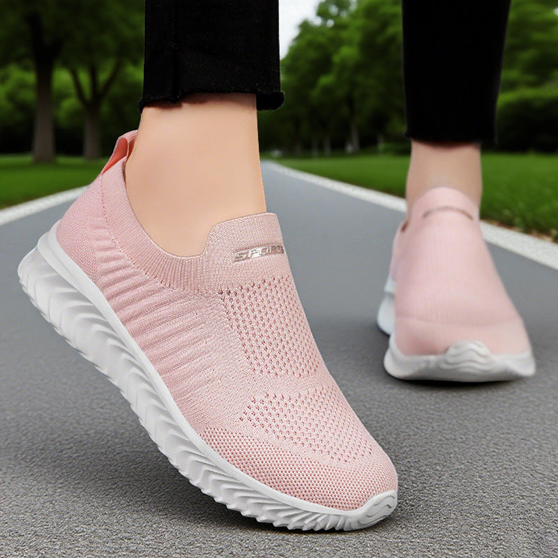 Damen Leichte Slip-On Freizeitschuhe mit atmungsaktivem Strickdesign Drune