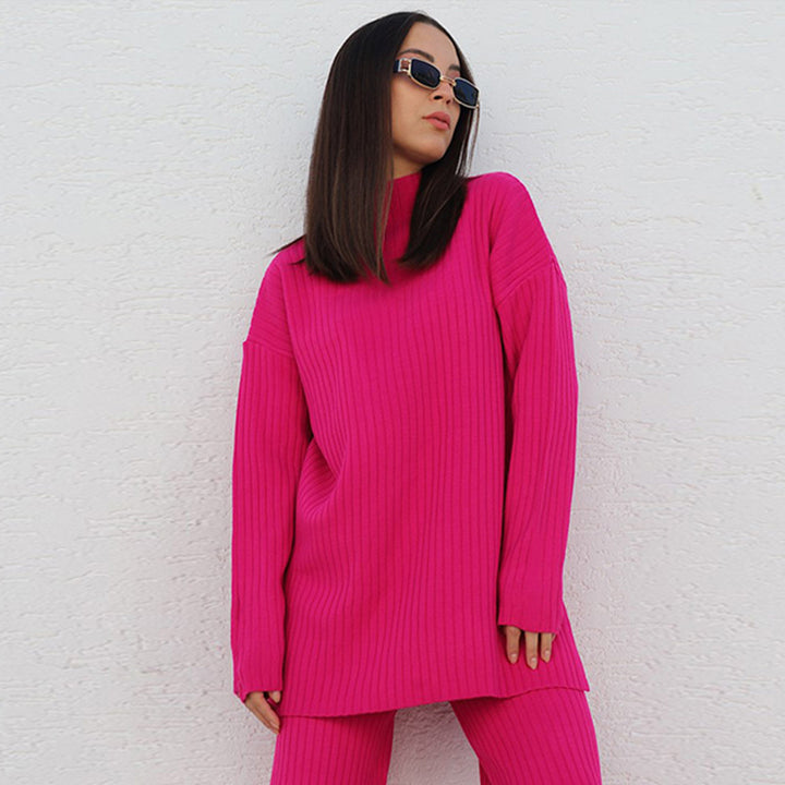 Damen Modischer Oversized Pullover im Rippdesign Drune