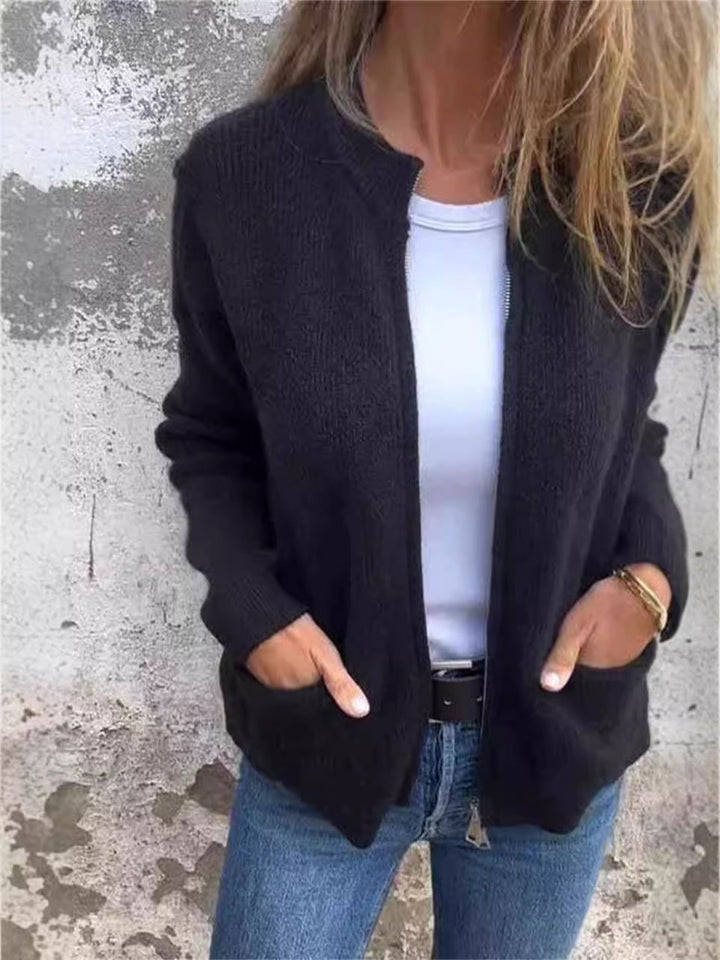Drune | Reißverschlussjacke - Lockere Passform - Rippstrick - Stehkragen - Lässige Taschen