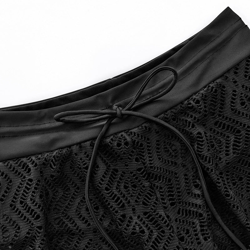 Damen Bade-Shorts mit gehäkeltem Design und elastischem Bund Drune