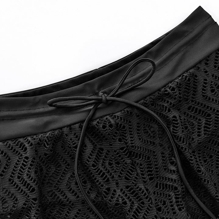 Damen Bade-Shorts mit gehäkeltem Design und elastischem Bund Drune