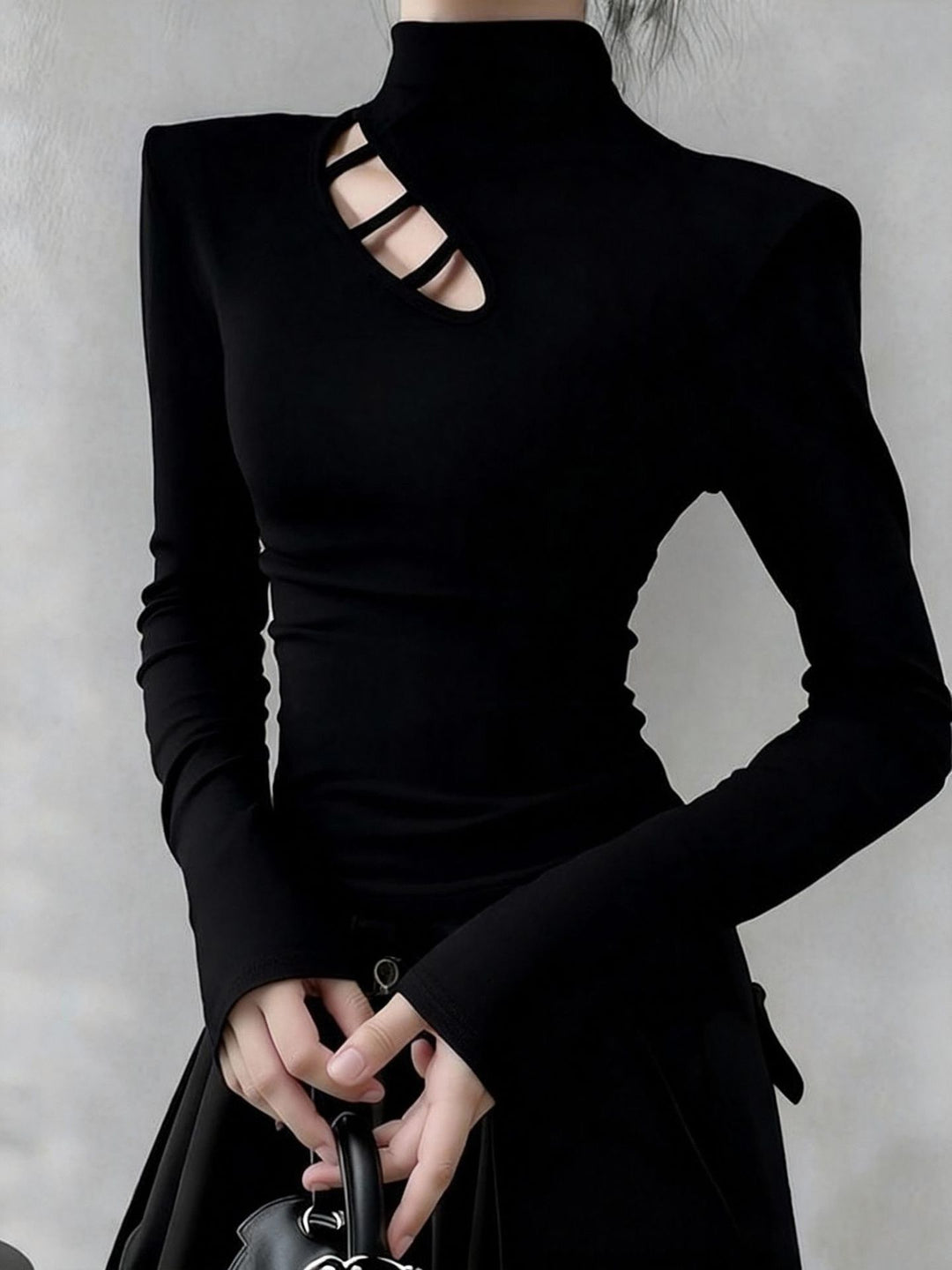 Damen Langarm-T-Shirt mit asymmetrischem Ausschnitt Drune
