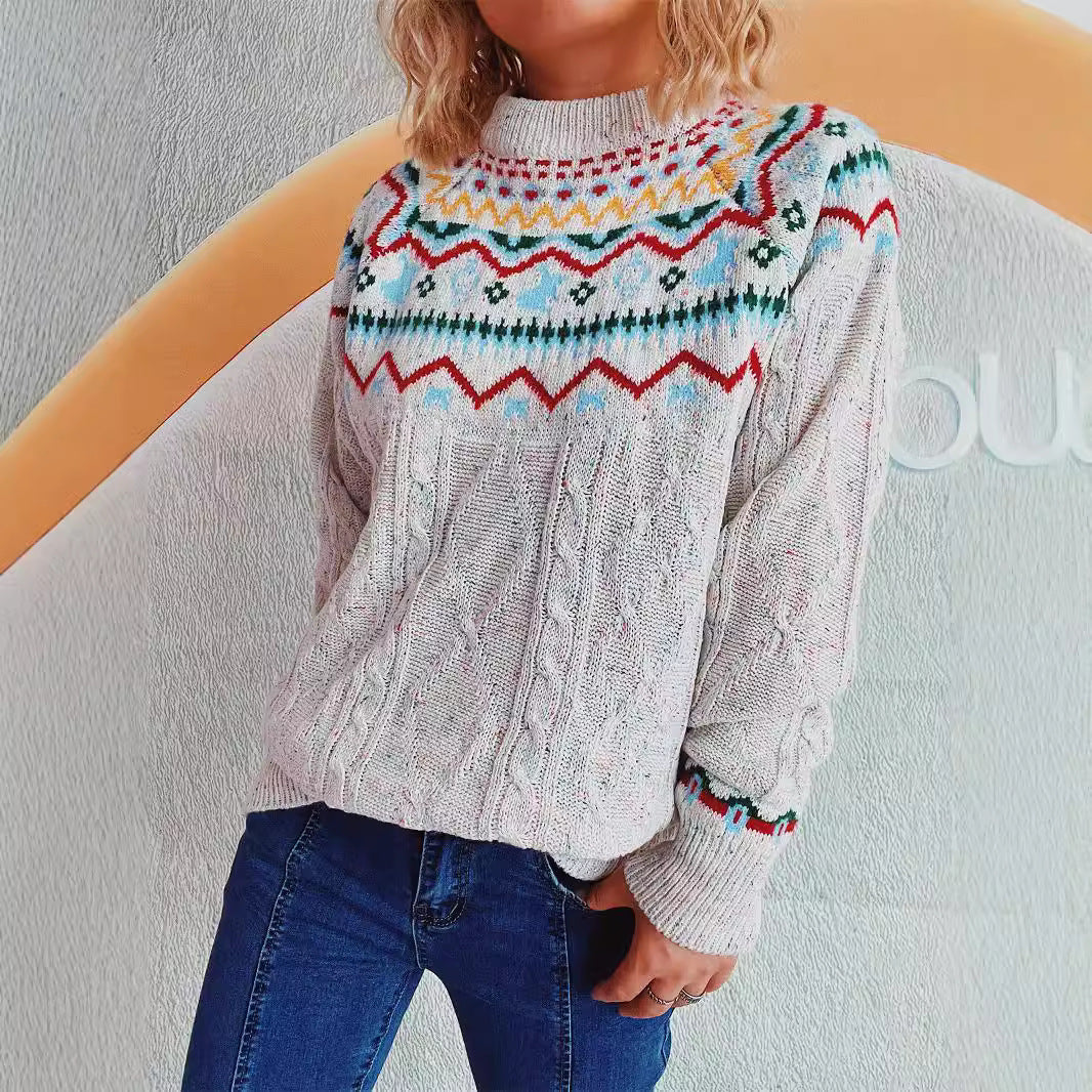 Damen Grobstrickpullover mit festlichem Muster und modernem Zopfdessin Drune