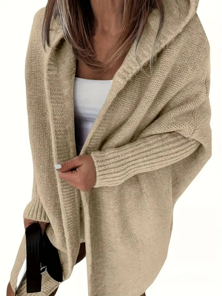 Damen Kuschelige Strickjacke mit Kapuzen und weit geschnittenem Design Drune