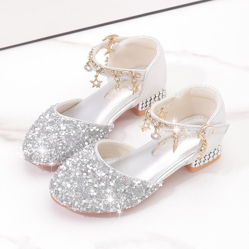 Damen Elegante und funkelnde Mittelabsatzschuhe mit Perlen- und Schleifendetails Drune
