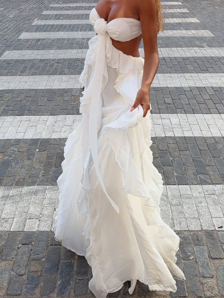 Damen Maxi-Kleid mit raffinierten Rüschendetails Drune