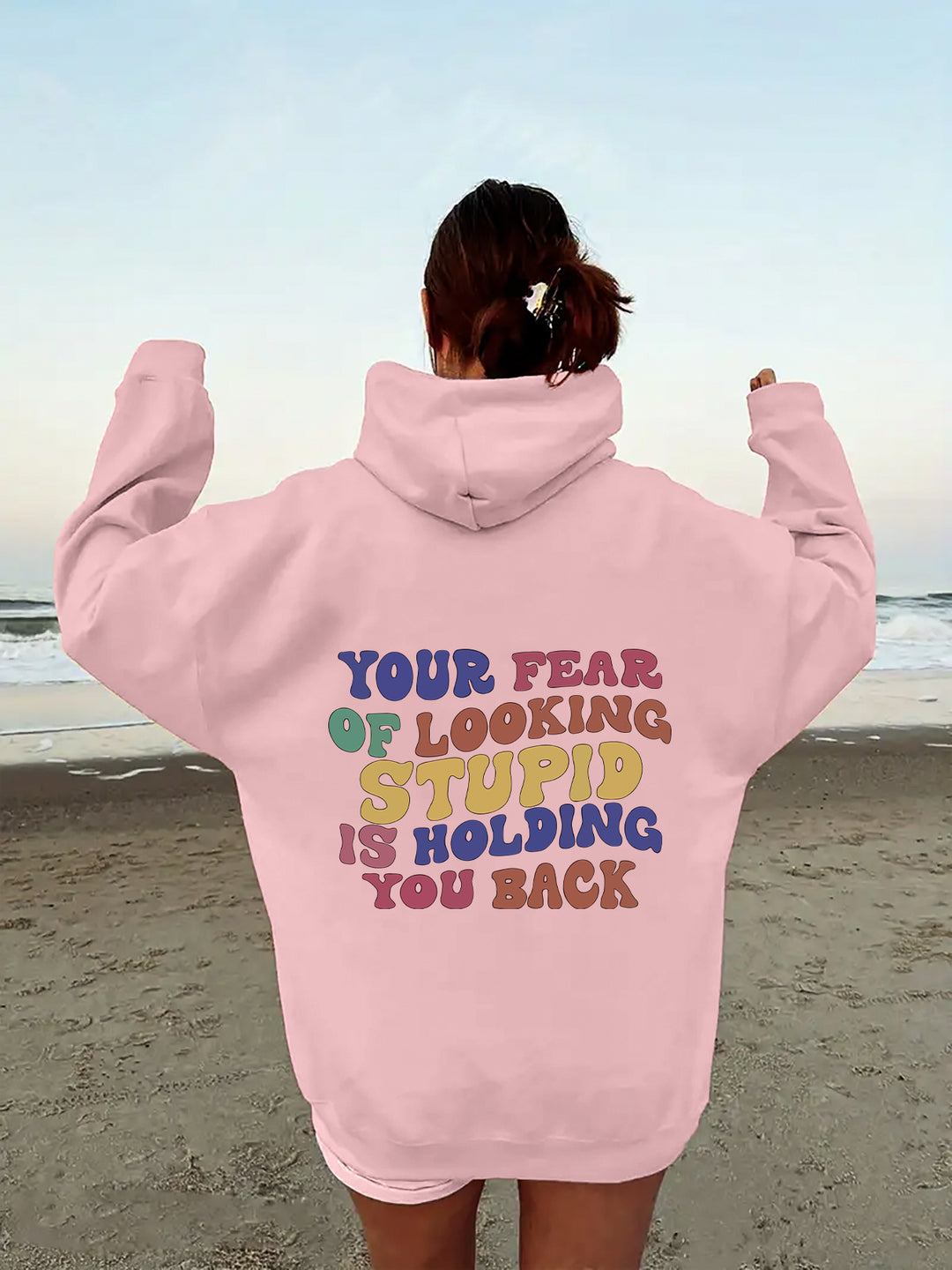 Damen Kapuzensweater mit inspirierendem Statement-Druck Drune