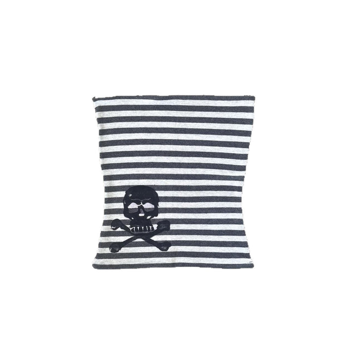 Damen gestreifter Schal mit Totenkopf-Design Drune