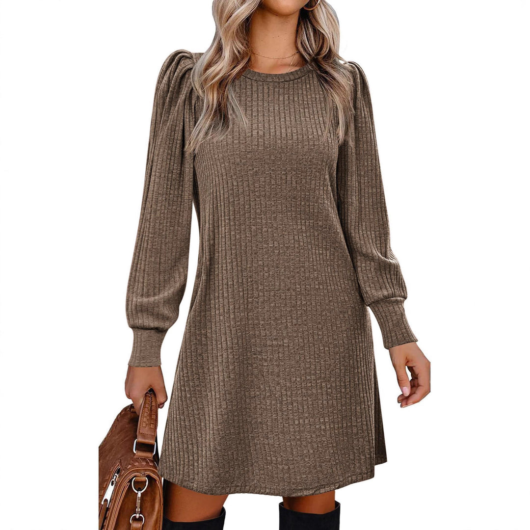 Damen Pulloverkleid mit Rüschendetails und seitlichen Taschen Drune