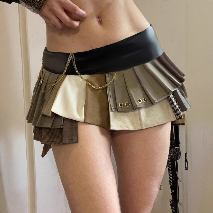 Damen Rock mit einzigartigem asymmetrischen Design und mehrlagiger Rüsche Drune