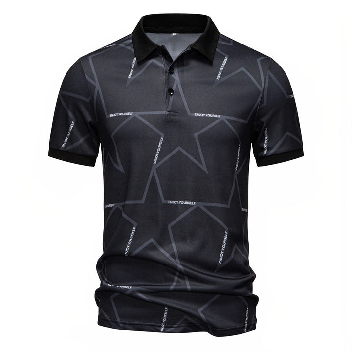 Herren Poloshirt mit modernem Sternen-Design und atmungsaktiven Materialien Drune