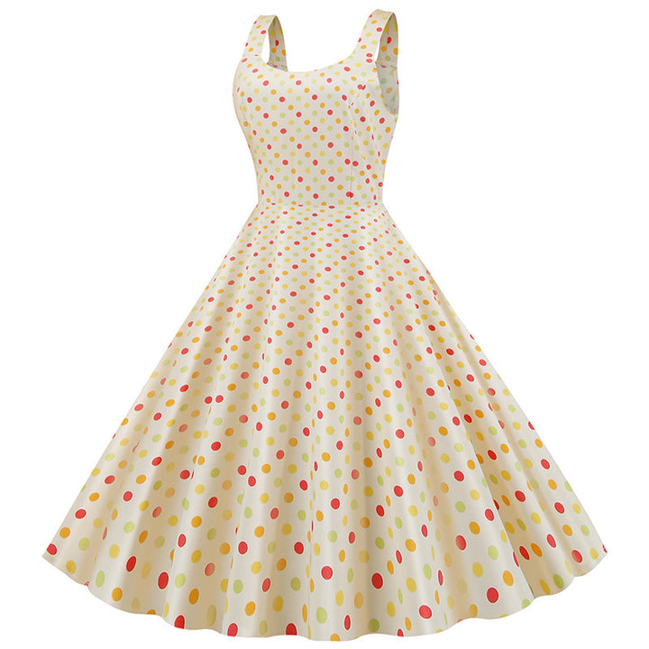 Damen Swingkleid mit klassischem Polka-Dots-Muster und schwingendem Schnitt Drune