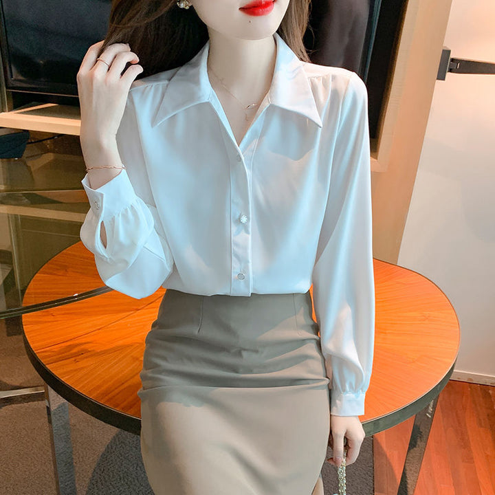 Damen elegante Bluse mit klassischen Details Drune