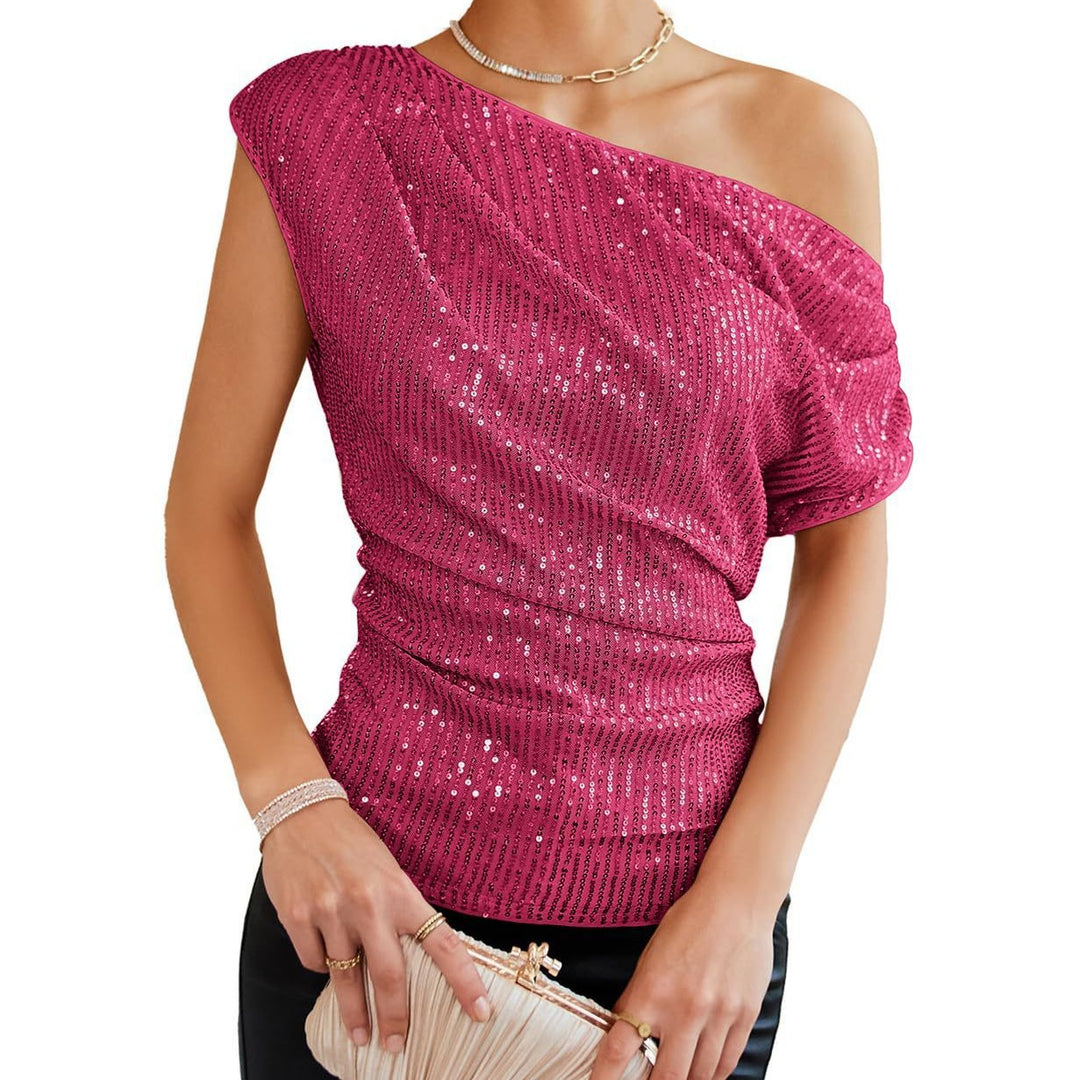 Damen schulterfreies Glamour-Shirt Drune