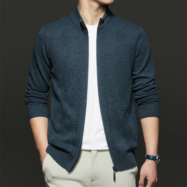 Herren Strickjacke mit modernem Zipper und strukturiertem Design Drune