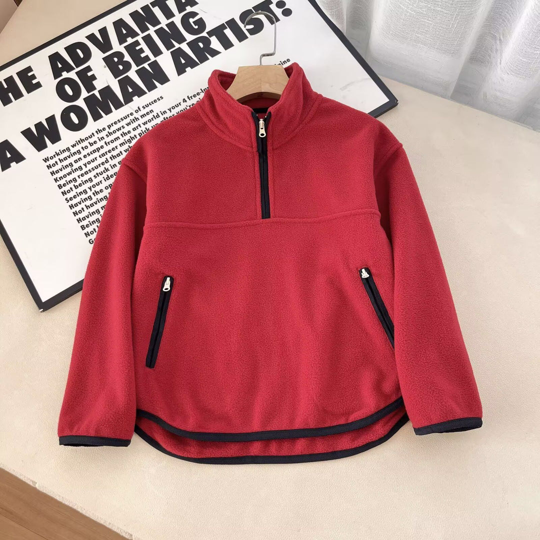 Damen Fleece-Pullover mit hohem Kragen und praktischen Reißverschlusstaschen Drune