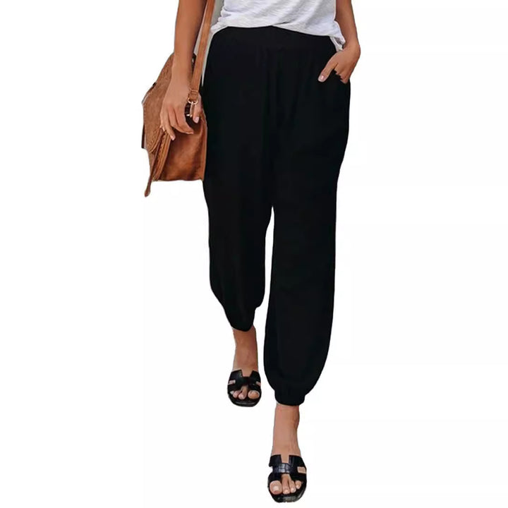 Damen lässige Freizeithose mit elastischem Bund und seitlichen Taschen Drune