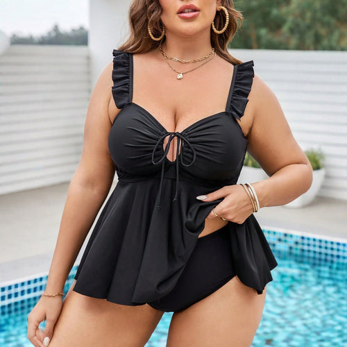 Damen Tankini mit Volant und verstellbaren Trägern Drune