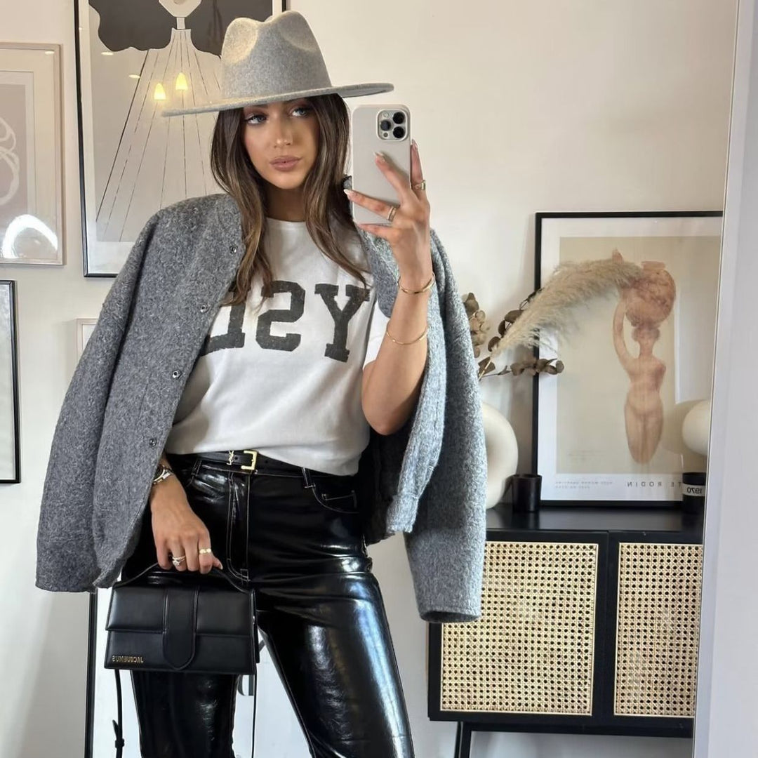 Damen lässige Oversized-Jacke aus hochwertigem Stoff Drune