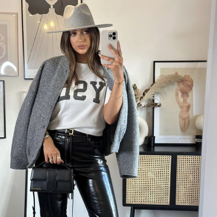 Damen lässige Oversized-Jacke aus hochwertigem Stoff Drune