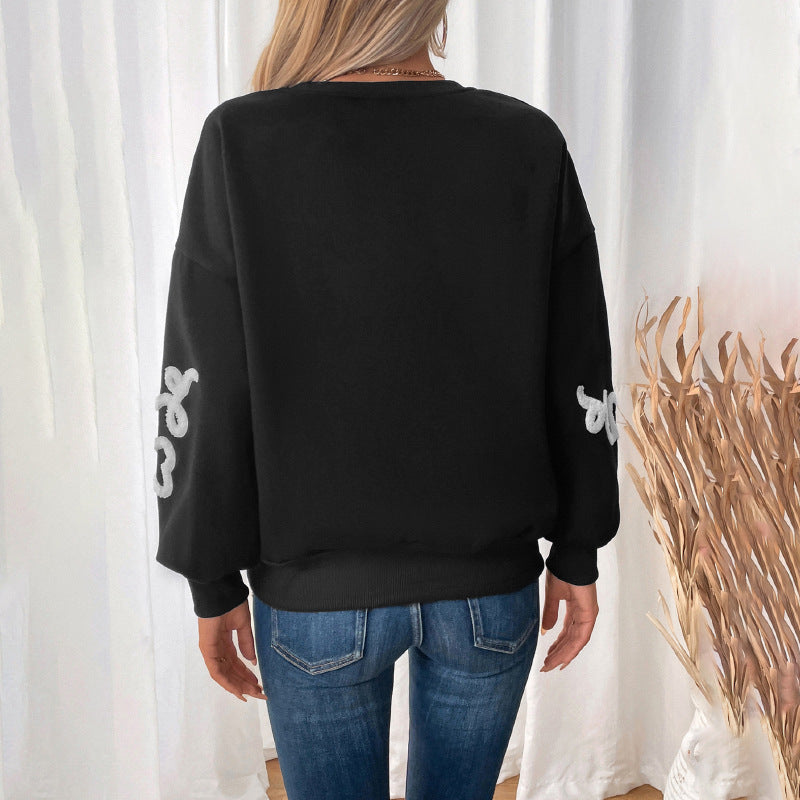 Damen lockerer Pullover mit Herzen-Applikation Drune