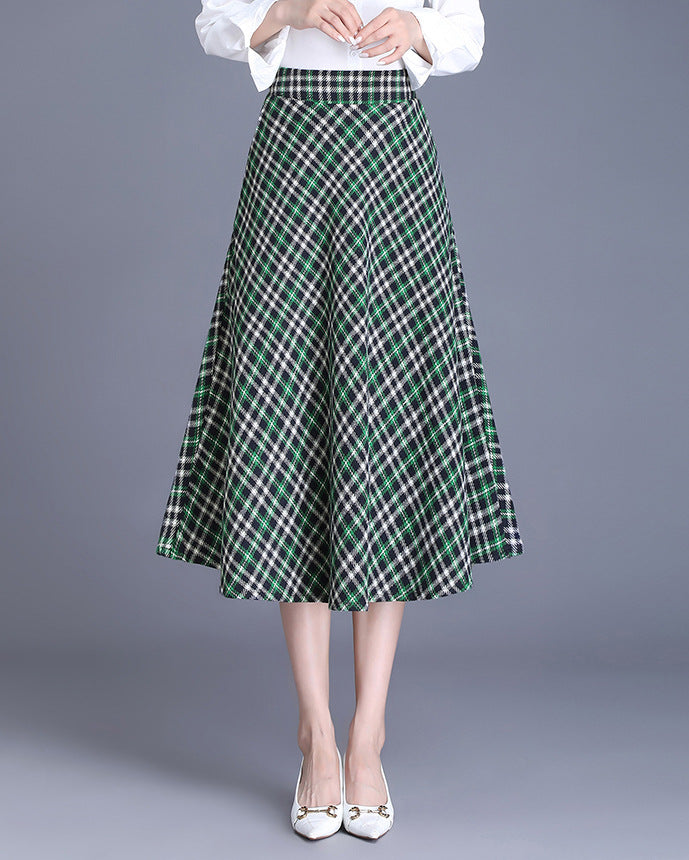 Damen Midirock im eleganten Karo-Design mit schwingendem Schnitt Drune