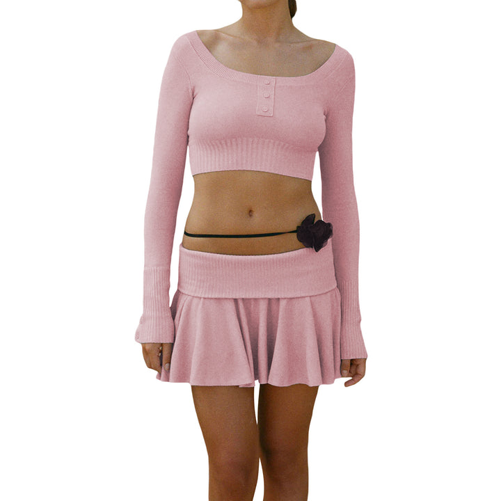 Damen Crop-Top und Rock Set mit raffiniertem Bund Drune