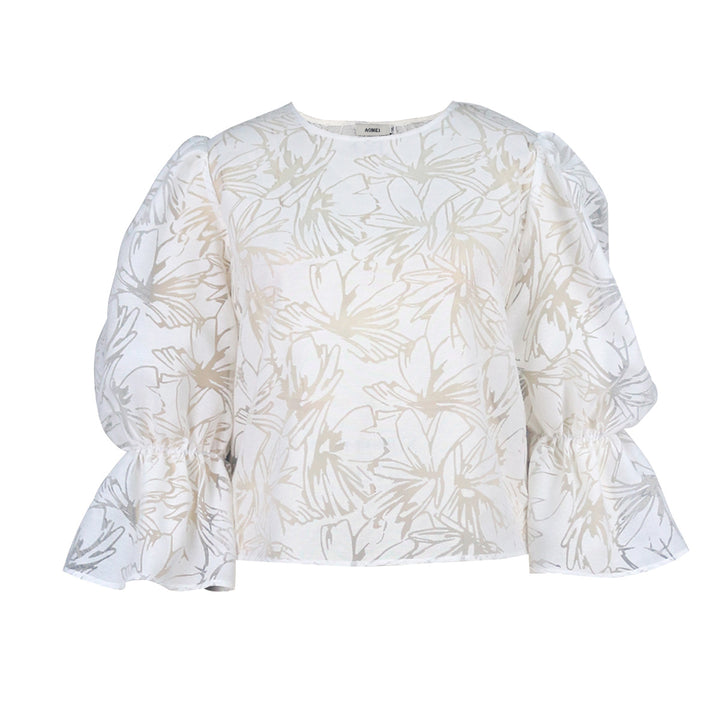 Damen Elegante Bluse mit voluminösen Ärmeln und floralem Muster Drune