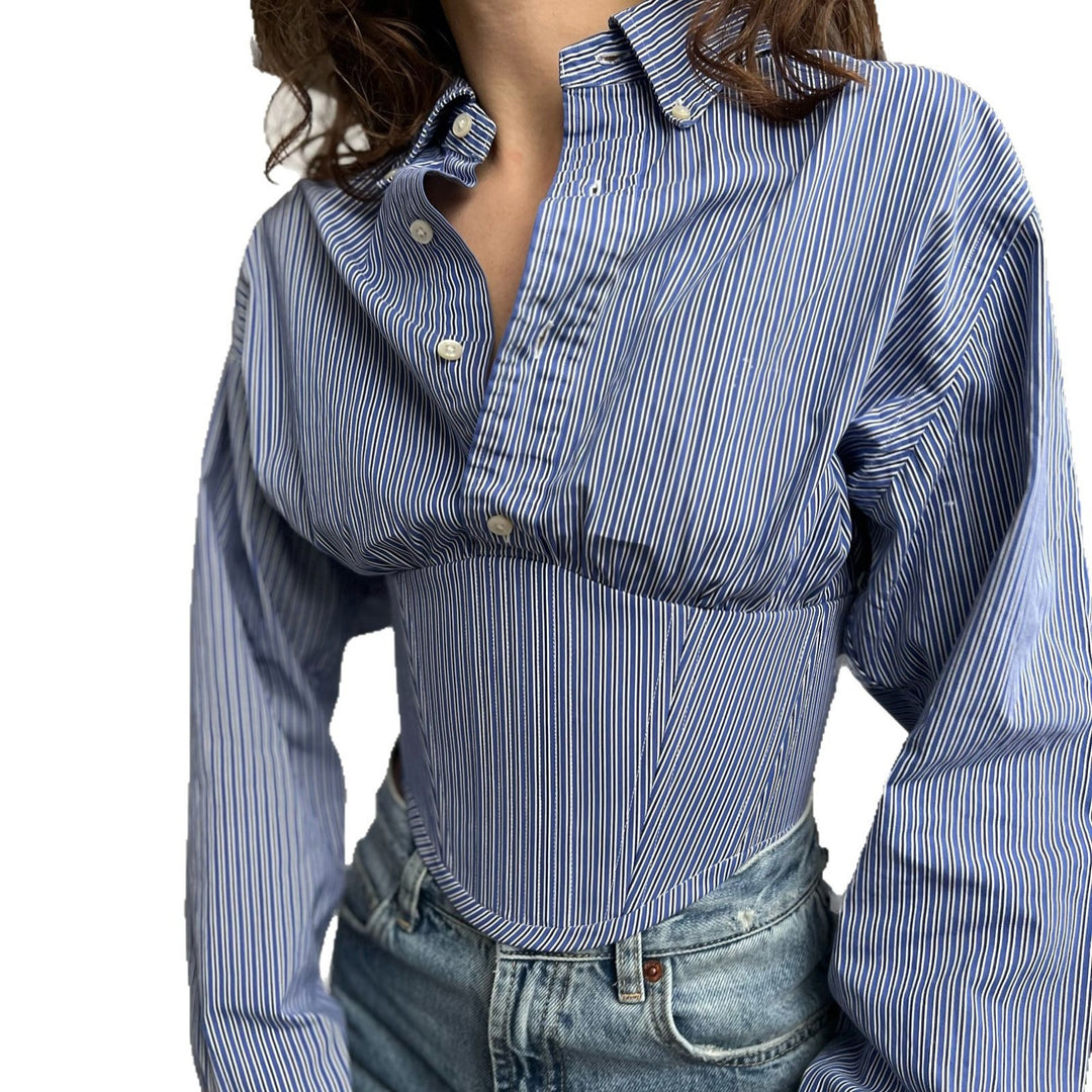 Damen Cork-Top mit tailliertem Design und klassische Streifen Drune
