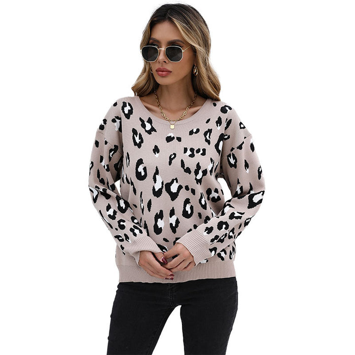 Damen Strickpullover mit modischem Leo-Print und lässigem Schnitt Drune