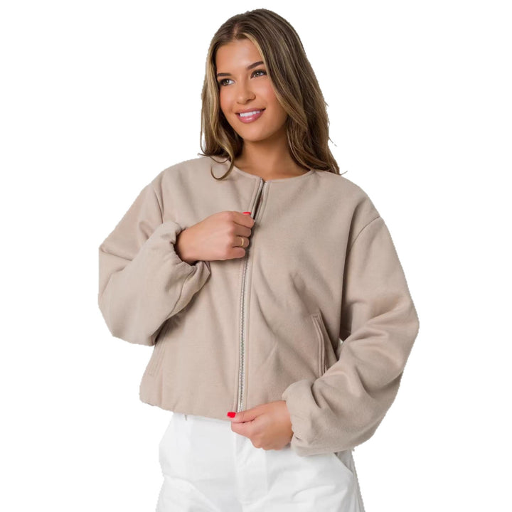 Damen Oversized Sweatjacke mit lässigem Schnitt und glänzender Oberfläche Drune