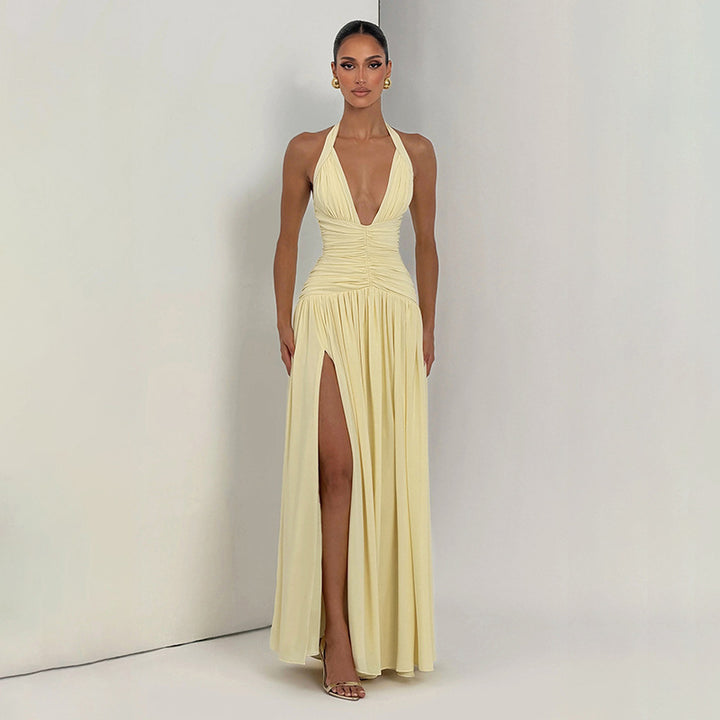 Damen Maxikleid mit raffiniertem Wickeldesign und elegantem Taillenbund Drune