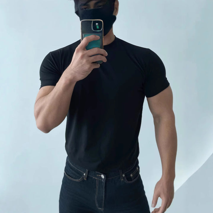 Herren körperbetontes T-Shirt aus reinem Baumwollmaterial Drune