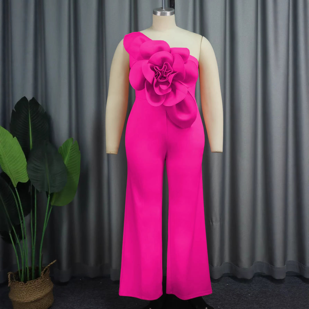 Damen Eleganter Jumpsuit mit floralem Schulterdetail Drune