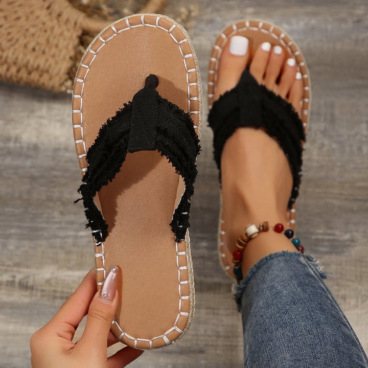 Damen Zehentrenner-Sandalen mit bequemen Riemen und ergonomischem Fußbett Drune