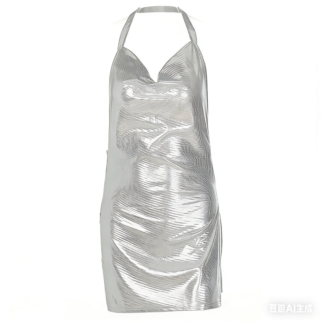 Damen Glänzendes Minikleid mit schulterfreiem Design und eleganten Drapierungen Drune