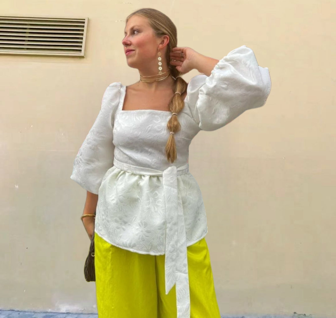 Damen Oberteil mit asymmetrischem Rückenausschnitt und Rüschendetails Drune