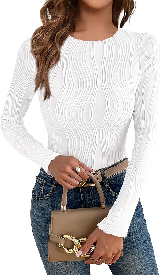 Damen Langarmshirt mit strukturiertem Wellenmuster Drune