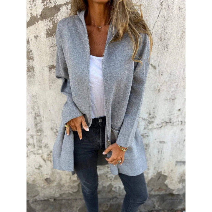Damen eleganter Jacke mit Reißverschluss und Taschen Drune