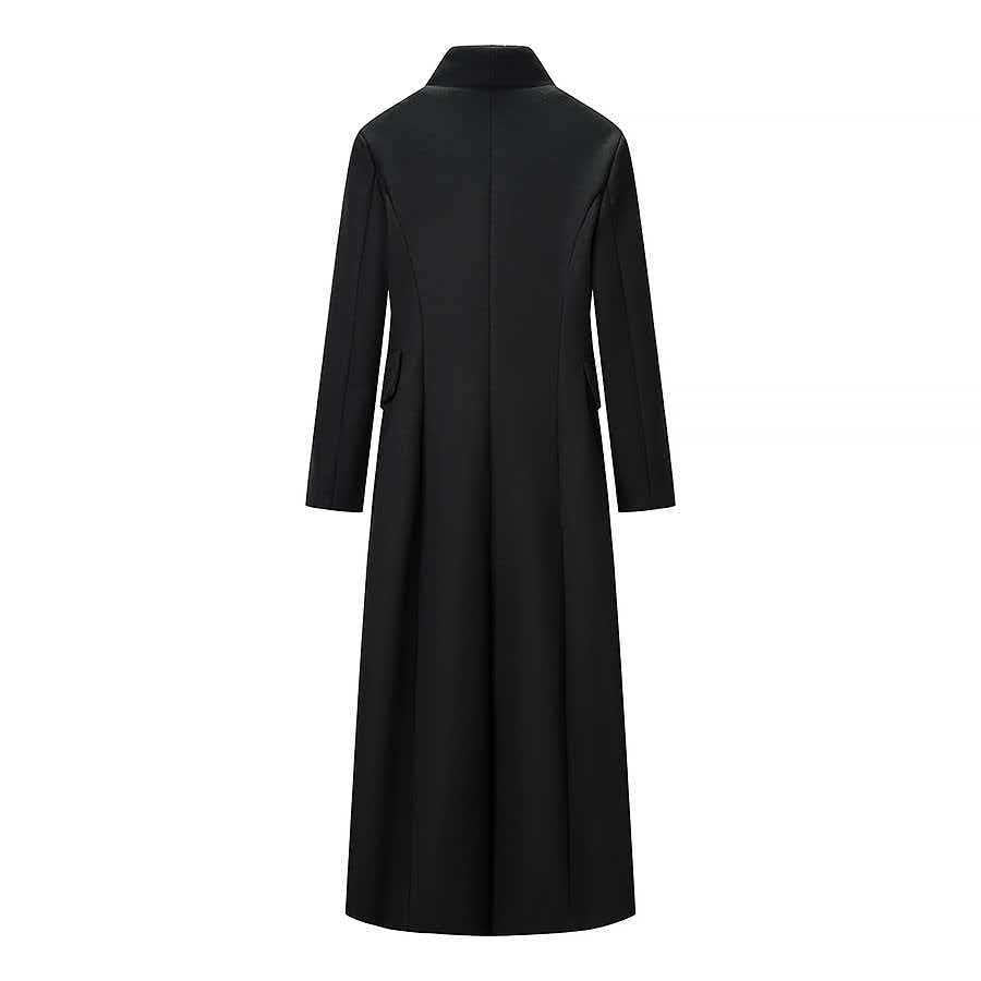 Damen nan Maxilanger Wollmixmantel mit taillierter Silhouette, Reverskragen und Pattentaschen Drune