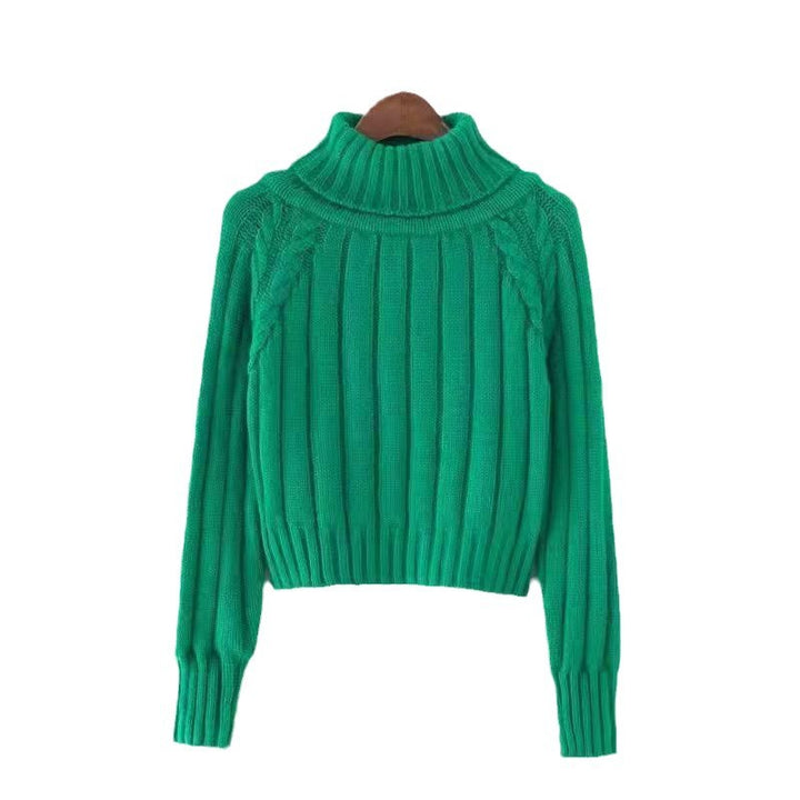 Damen Strickpullover mit hohem Kragen und Rippstruktur Drune