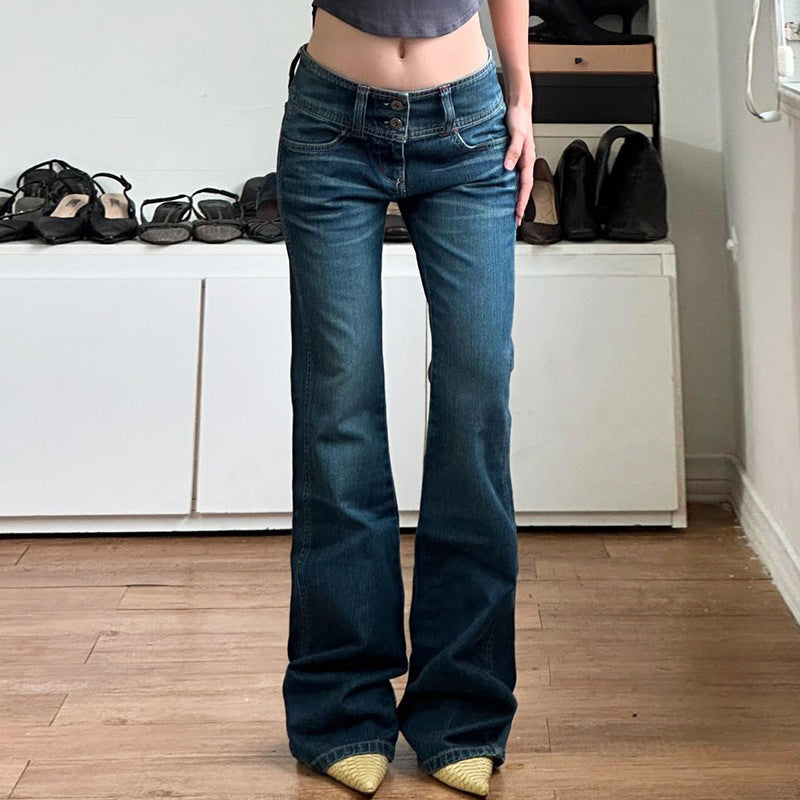 Damen Bootcut Jeans mit hohem Bund und seitlichen Taschen Drune