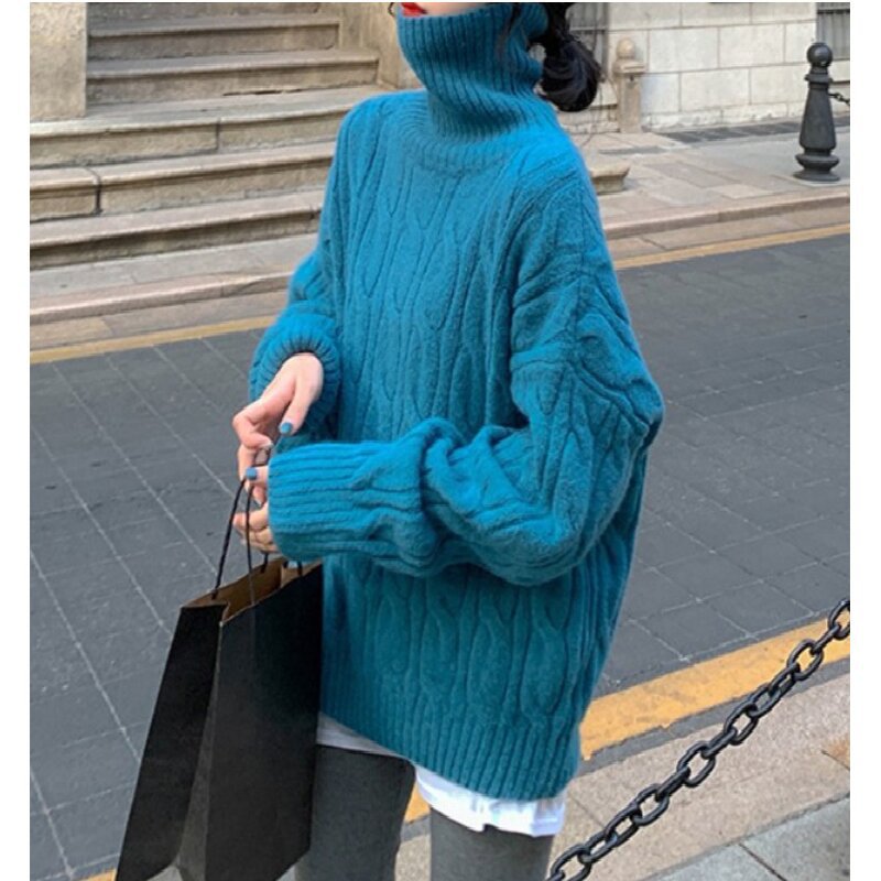 Damen Strickpullover mit hohem Kragen Drune