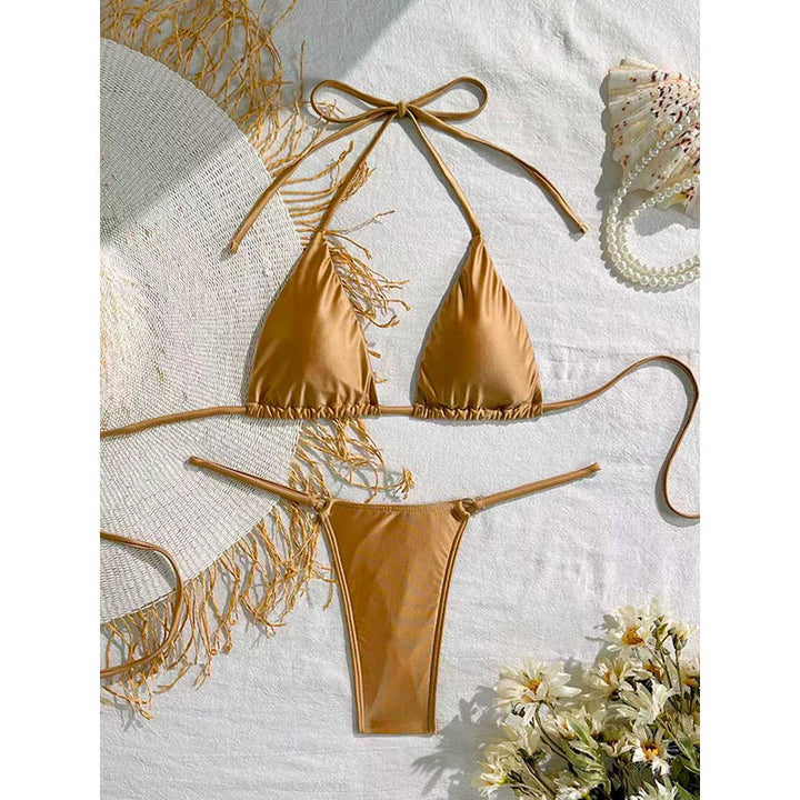 Damen Triangel-Bikini mit fransigem Detail und höherschneidender Passform Drune