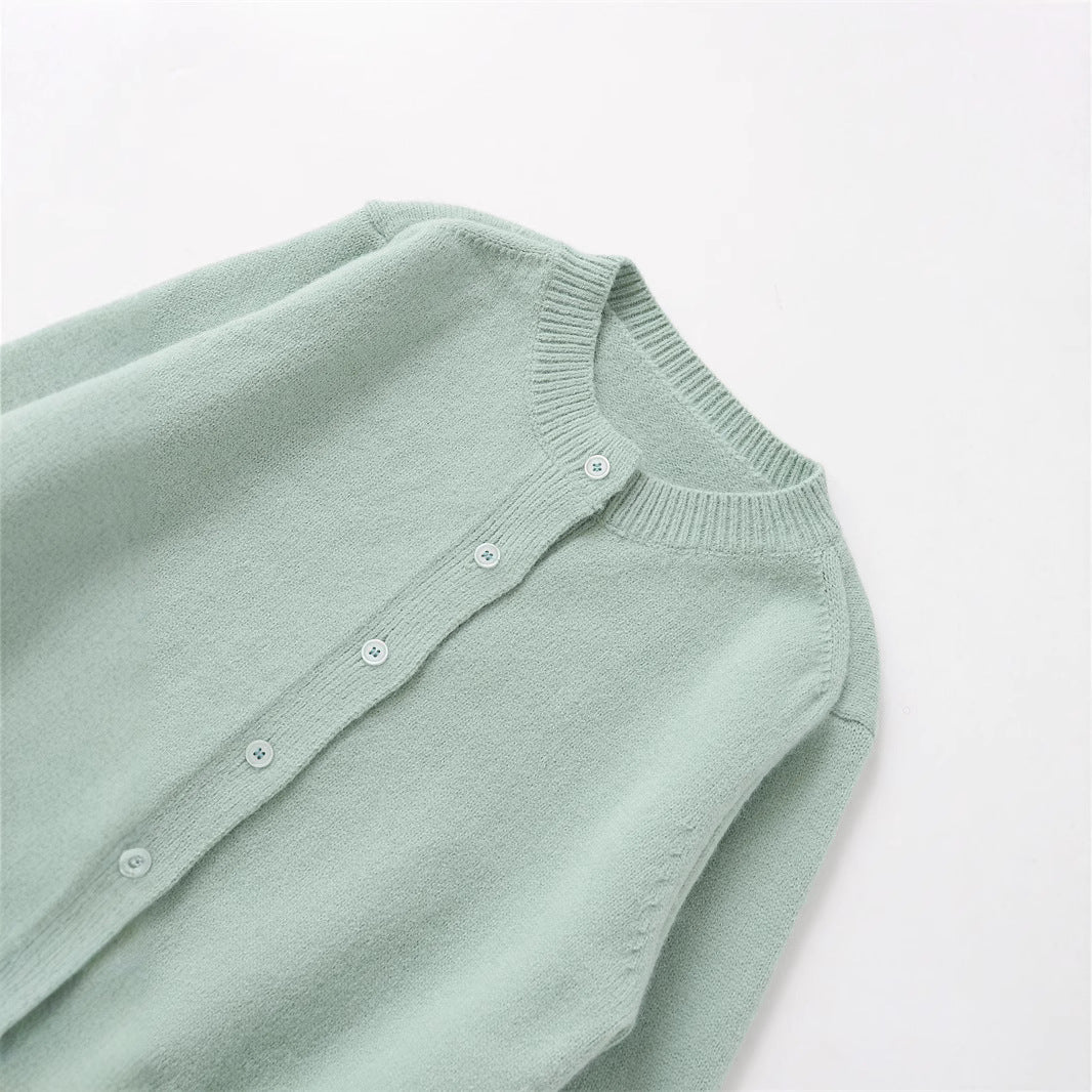Damen Kurze Strickjacke mit Knopfverschluss und Rippdetails Drune