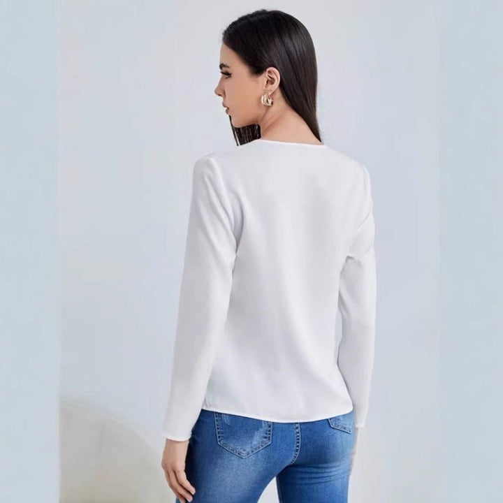 Drune | Damen Satinbluse Imitation Seide Shirt