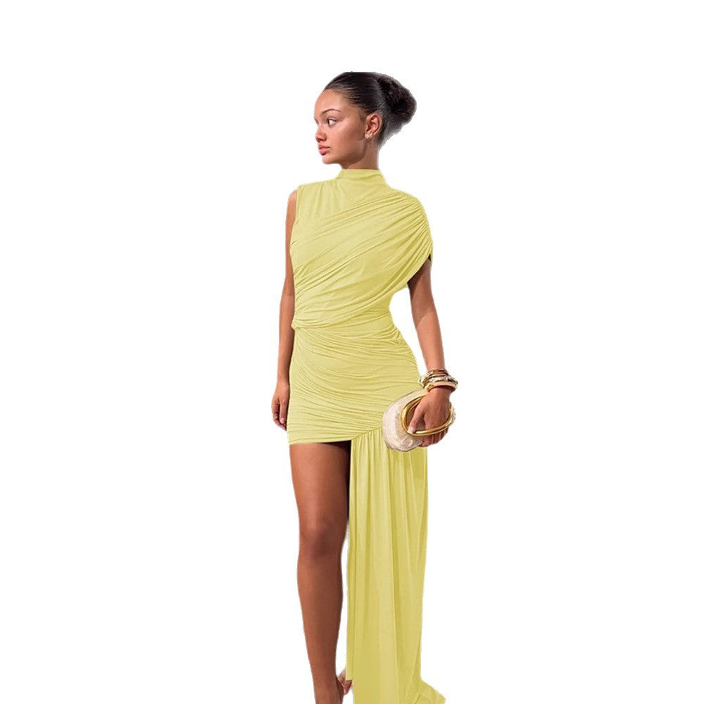 Damen Couture-Minikleid mit asymmetrischem Schnitt und Raffungen Drune