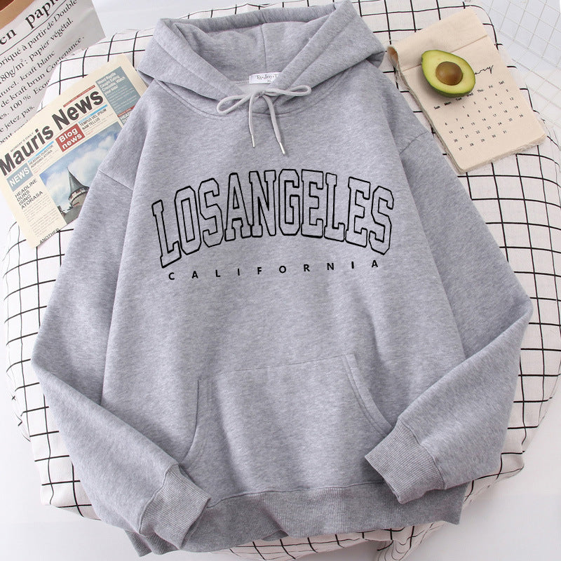 Damen Kapuzenpullover mit modernem Los Angeles Print und weitem Schnitt Drune