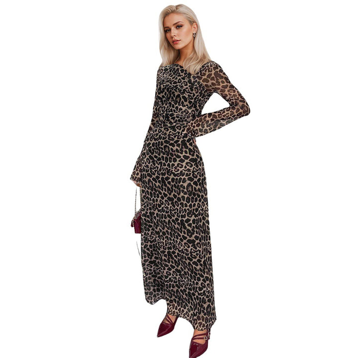 Damen Maxikleid mit elegantem Animal-Print und raffiniertem Schnitt Drune